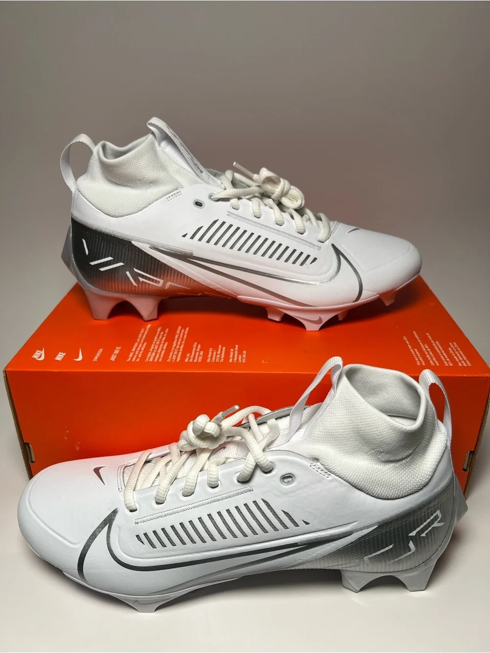 Nike Vapor Edge Pro 360 2 White Chrome Football Cleats DA5456-102 Mens Size 10